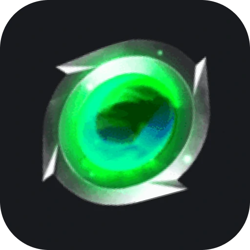Icône ronde noire avec vortex vert lumineux, symbole du casino Herospin